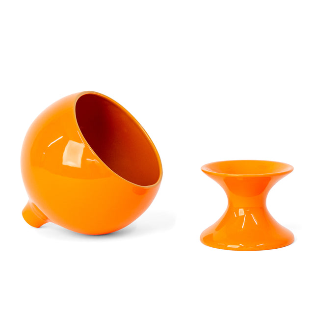 Fire orange two-tone glossy stoneware planter, J Schatz