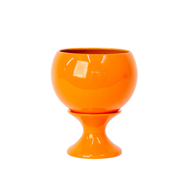 Fire orange two-tone glossy stoneware planter, J Schatz
