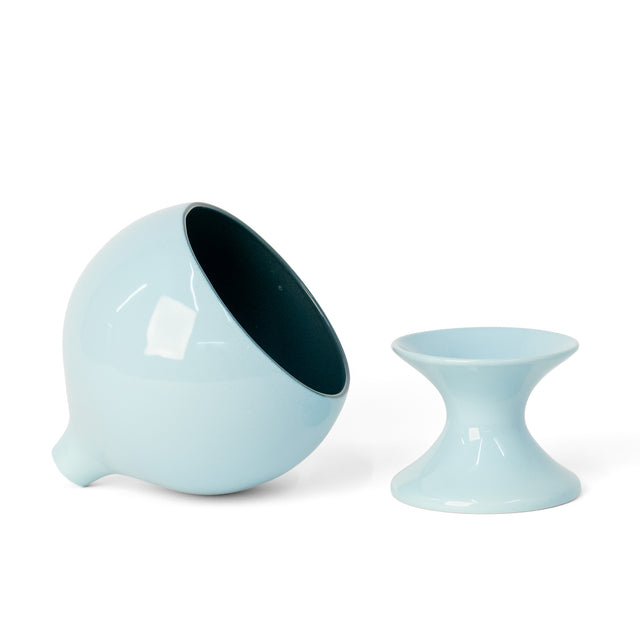 Light aqua two-tone glossy stoneware planter, J Schatz
