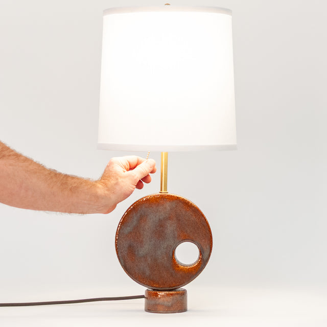 Radius ceramic table lamp, angle view, J Schatz
