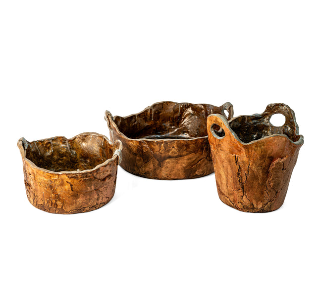 Rustic Container 3 by Jim Schatz shown with Rustic Containers 2 and 4 from the 2026 Degenerate Collection