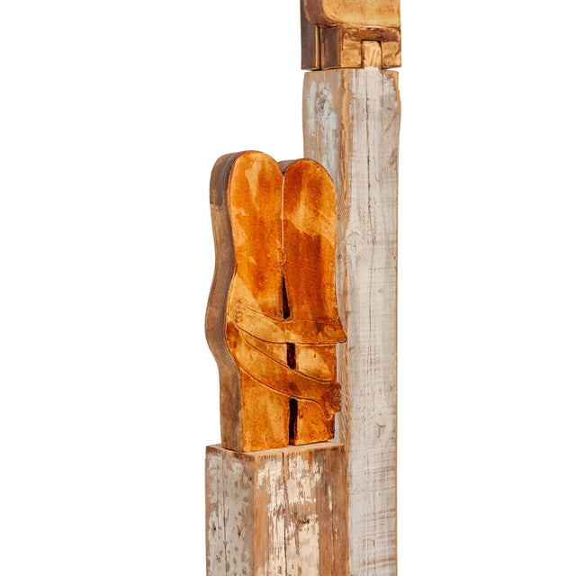 Figures of Presence Totem 3, 2026, ceramic and wood sculpture by Jim Schatz and Peter Souza Jr.