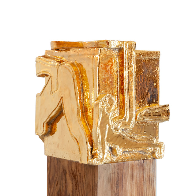 Figures of Presence Totem 5, 2026, ceramic and wood sculpture by Jim Schatz and Peter Souza Jr.