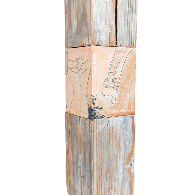 Figures of Presence Totem 7, 2026, ceramic and wood sculpture by Jim Schatz and Peter Souza Jr.