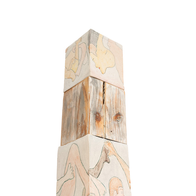 Figures of Presence Totem 7, 2026, ceramic and wood sculpture by Jim Schatz and Peter Souza Jr.