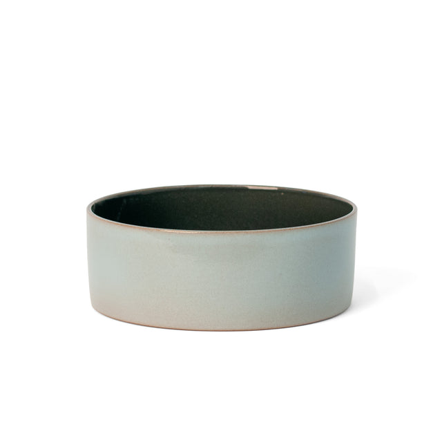 Light aqua ceramic Utilità bowl with dark glazed interior, large, J Schatz.