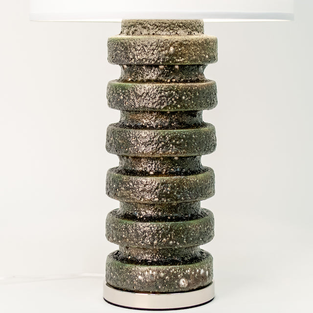 Green Lava ceramic Wide Tooth table lamp, J Schatz.