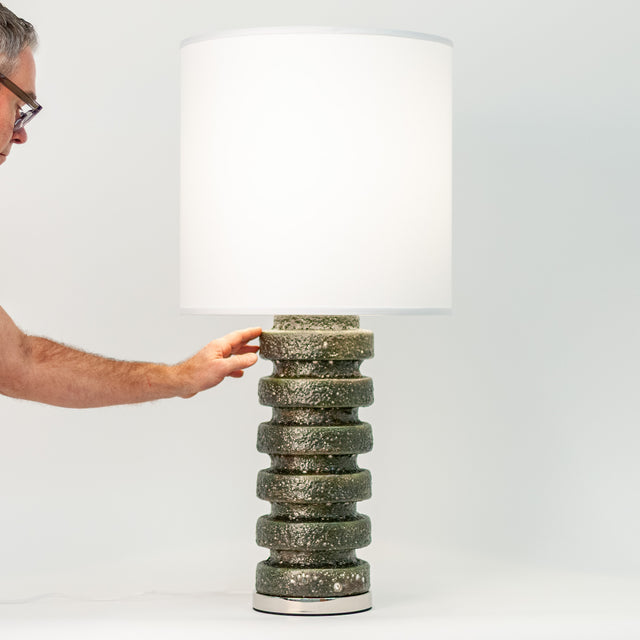 Green Lava ceramic Wide Tooth table lamp, J Schatz.