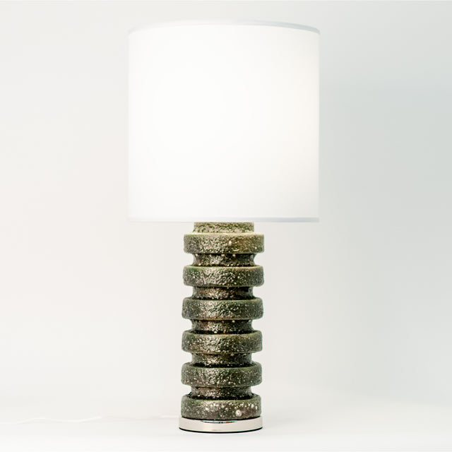 Green Lava ceramic Wide Tooth table lamp, J Schatz.