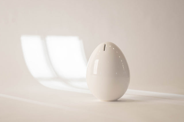 Ceramic egg banks in a range of finishes, J Schatz