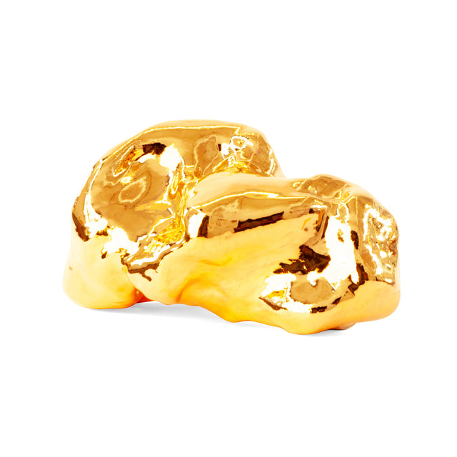 Gold Amorphous Sculpture, alternate view, gold overglaze stoneware form by Jim Schatz