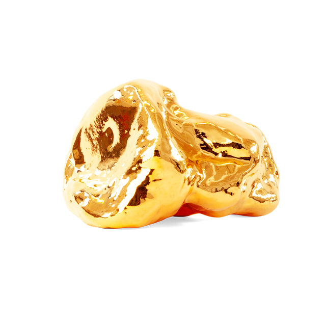 Gold Amorphous Sculpture, alternate view, gold overglaze stoneware form by Jim Schatz