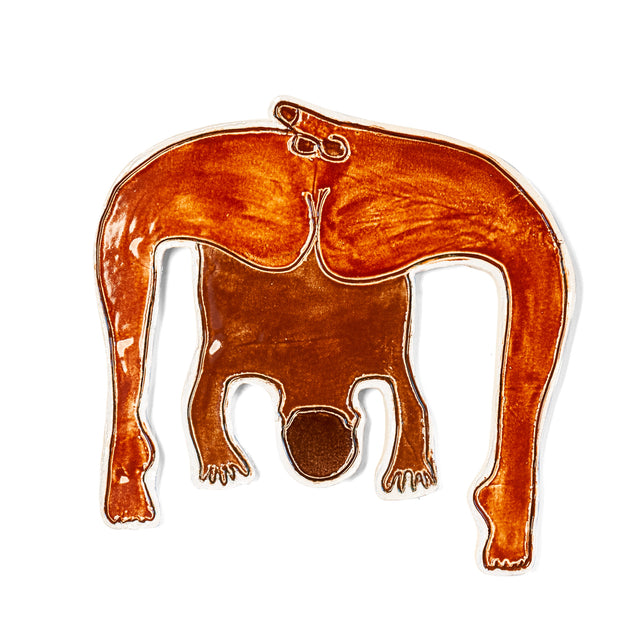 Radical Presence figure Alphonso, hand-painted stoneware wall figure by Jim Schatz