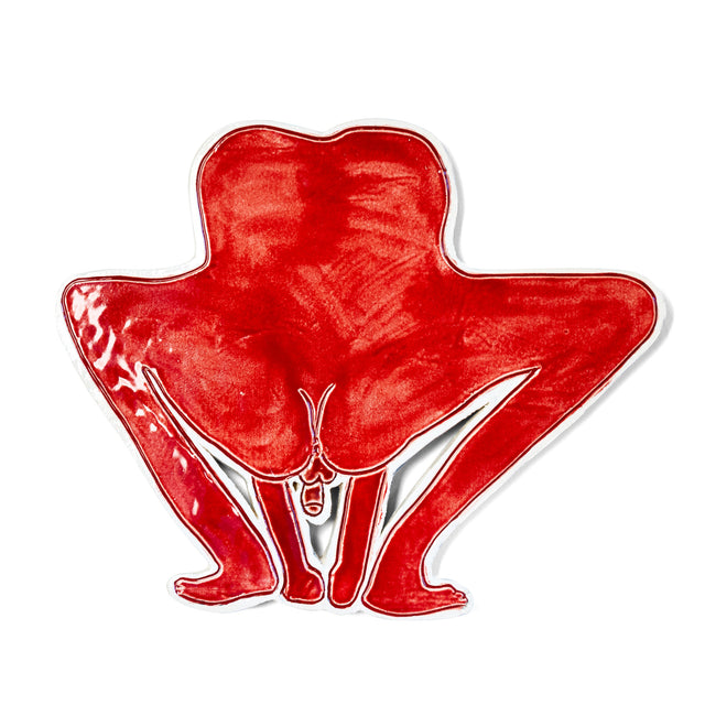 Radical Presence figure Ralph, hand-painted stoneware wall figure by Jim Schatz