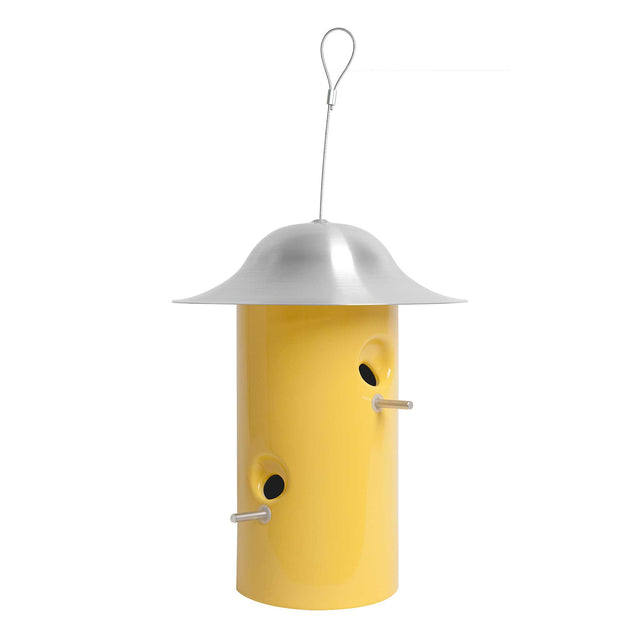 Goldenrod yellow ceramic Bistro bird feeder, J Schatz