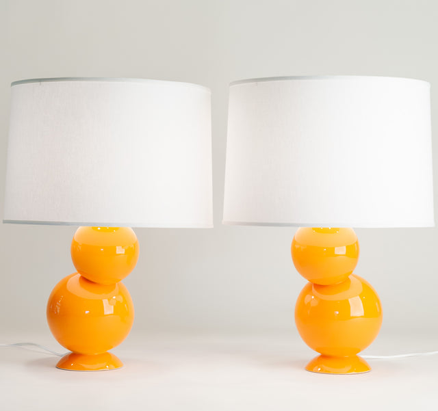 Orange Peel ceramic Bubble table lamp pair, J Schatz.