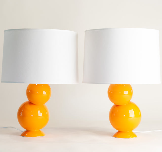 Orange Peel ceramic Bubble table lamp pair, J Schatz.