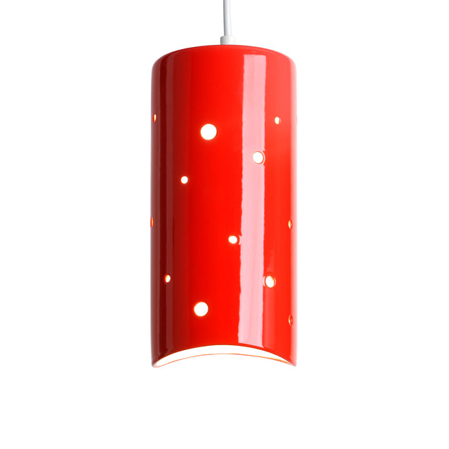 Red Hot ceramic Cilindro pendant, J Schatz.