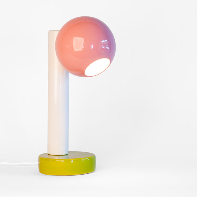 Spot On ceramic desk lamp in pink, bright white, and olive, J Schatz