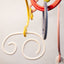 Doodle Mobile, detail of two-sided glazed stoneware extrusions, by Jim Schatz