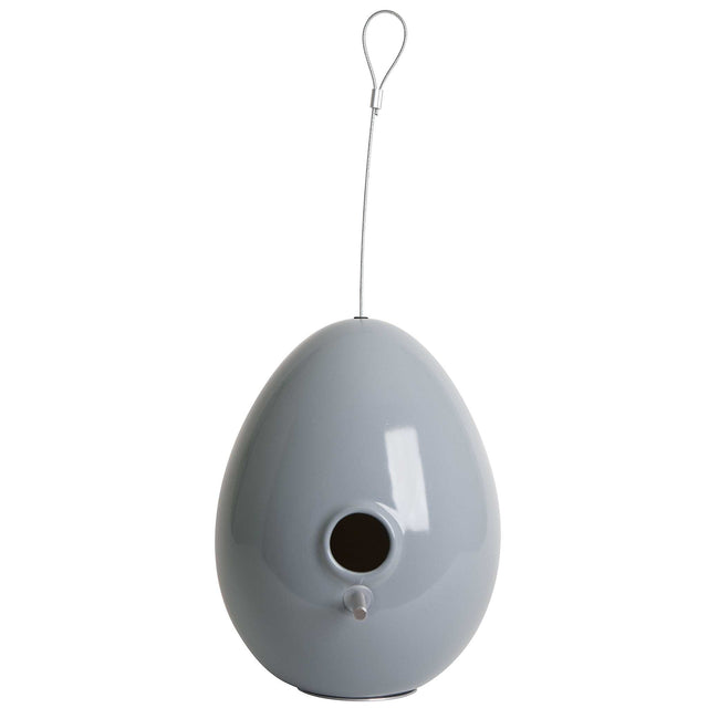 slate grey ceramic Egg bird house, J Schatz