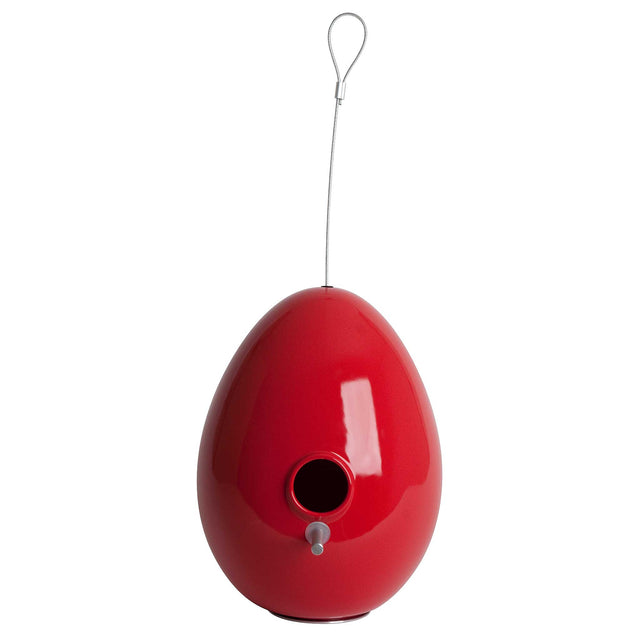 sumac red ceramic Egg bird house, J Schatz