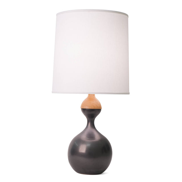Metallic black ceramic Kuni Juu table lamp, J Schatz.