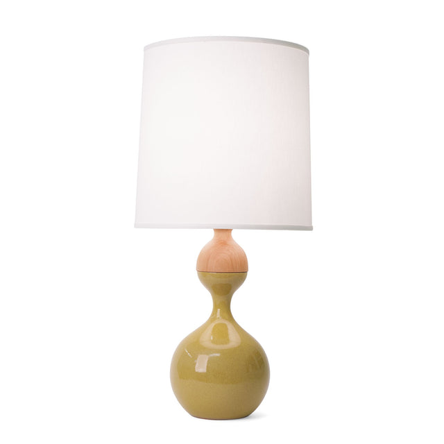 Goldenrod yellow ceramic Kuni Juu table lamp, J Schatz.