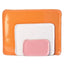 Pink, white, and orange slab-built stoneware Mod platter set, J Schatz