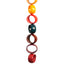 Multicolor Orb Sculpture, suspended stoneware orbs on a steel cable, by Jim Schatz