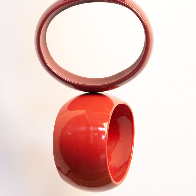 Multicolor Orb Sculpture, detail of glossy stoneware orbs, by Jim Schatz
