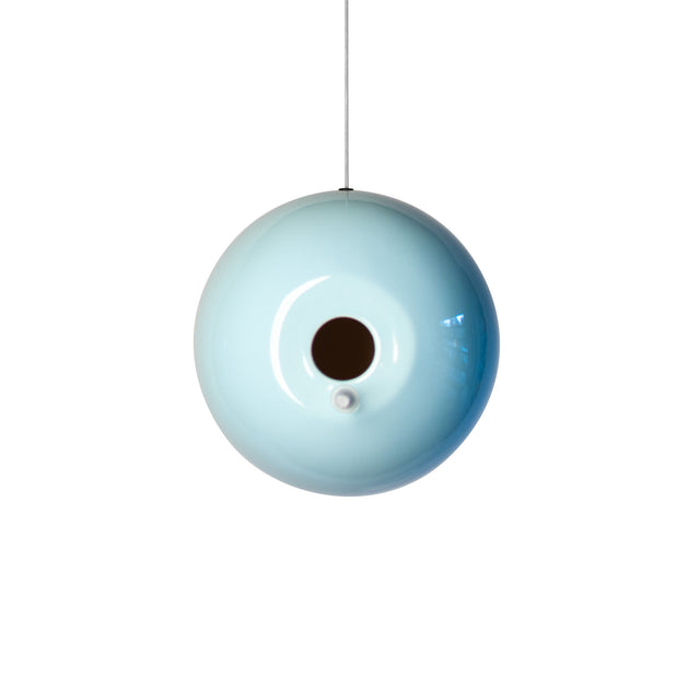 light aqua ceramic Pop bird house, J Schatz