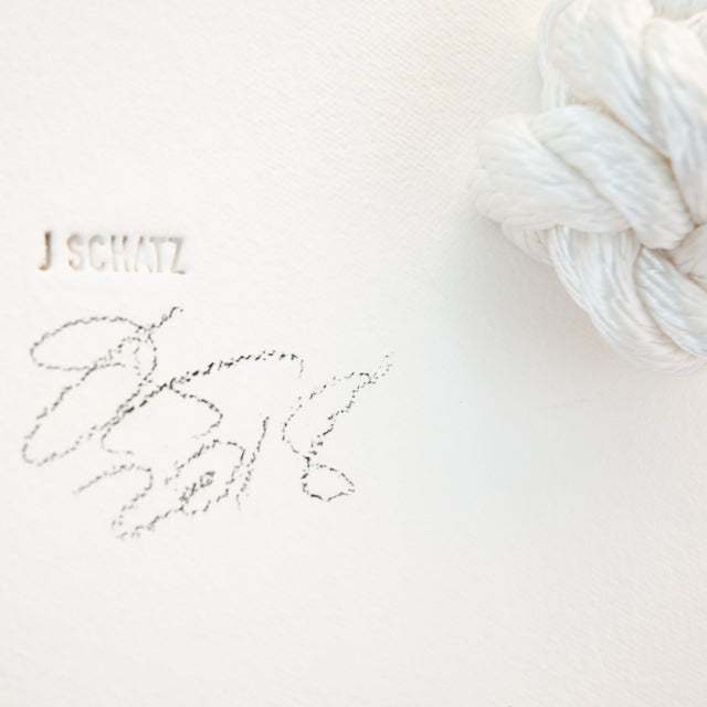 Ceramic rope swing, underside detail with stamp, J Schatz