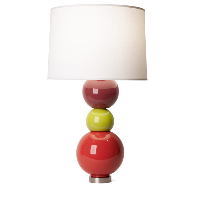 According To ceramic table lamp in plum, olive, and burnt red, J Schatz