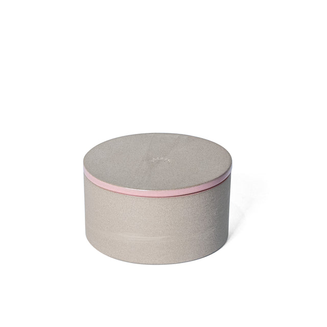 Small Pink Utilità Bowl Undercover with lid on, glazed stoneware, J Schatz