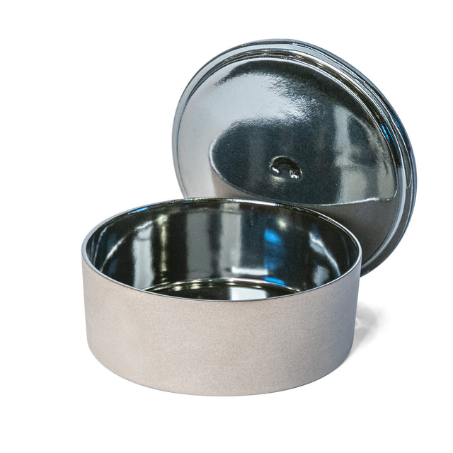 Large Platinum Utilità Bowl Undercover with lid off, glazed stoneware, J Schatz