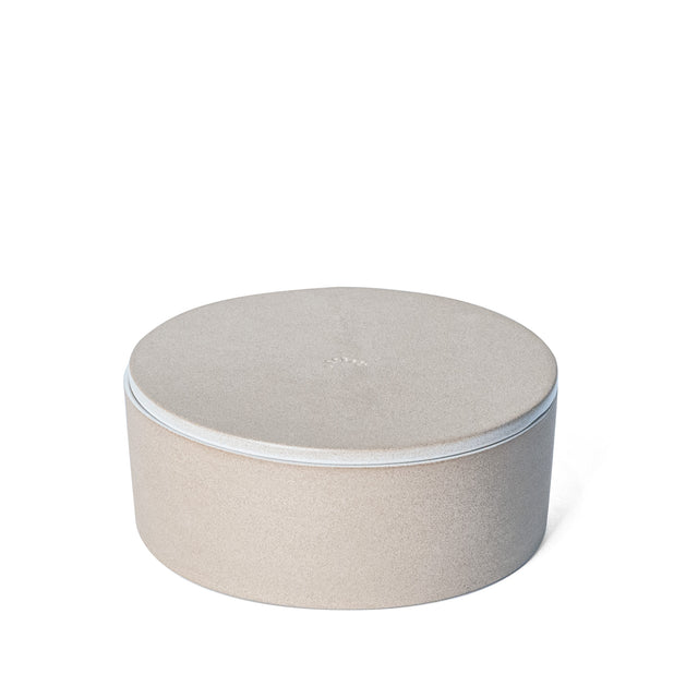 Large Bright White Utilità Bowl Undercover with lid on, glazed stoneware, J Schatz