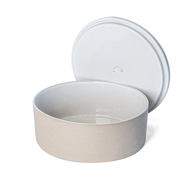 Large Bright White Utilità Bowl Undercover with lid off, glazed stoneware, J Schatz