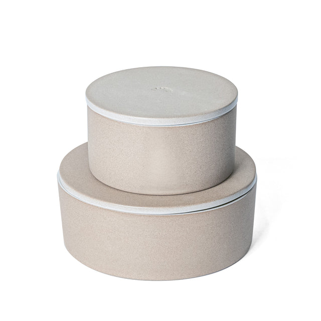 Bright White Utilità Bowls Undercover, small and large, lidded stoneware bowls, J Schatz