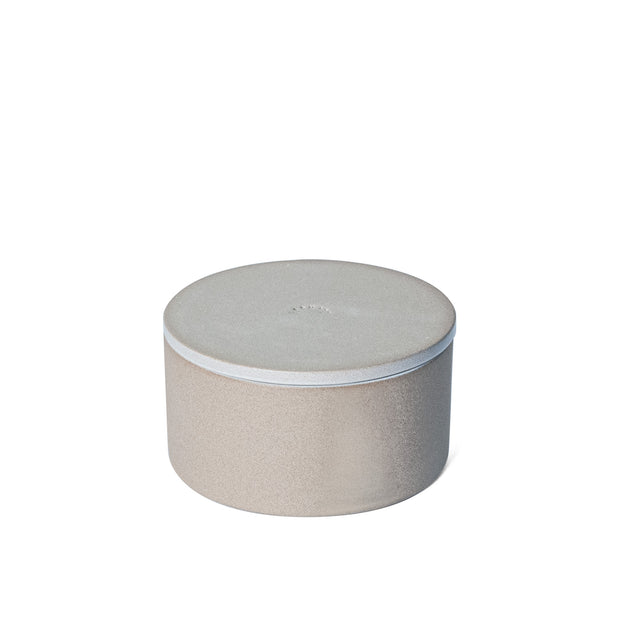 Small Bright White Utilità Bowl Undercover with lid on, glazed stoneware, J Schatz