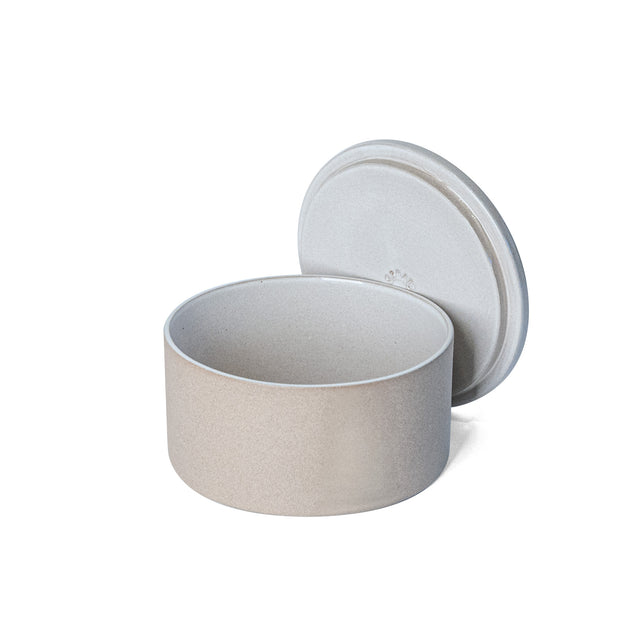 Small Bright White Utilità Bowl Undercover with lid off, glazed stoneware, J Schatz