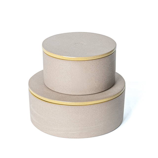 Goldenrod Yellow Utilità Bowls Undercover, small and large, lidded stoneware bowls, J Schatz